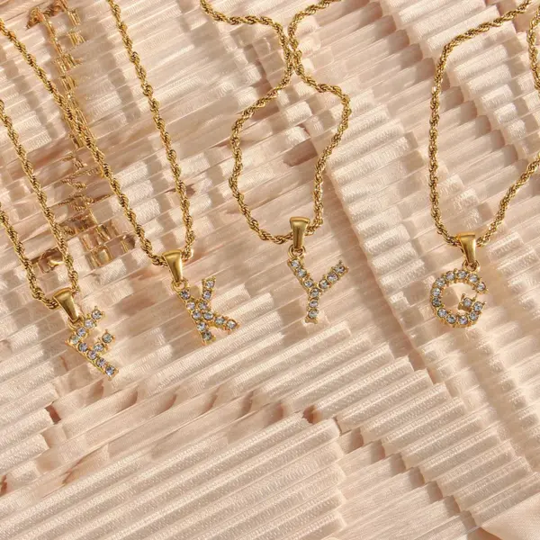 PVD Coated Real Gold Plated 18K Gold Letter 304 Stainless Steel Fashion Waterproof Non Tarnish 304 Stainless Steel Pendant Necklace