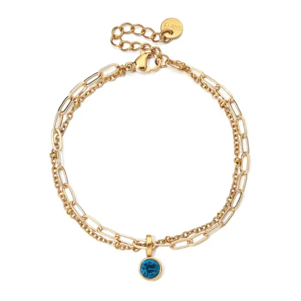 Wholesale Vintage Style Classic Style Geometric 304 Stainless Steel Birthstone Paperclip Chain Cable Chain Bracelets In Bulk