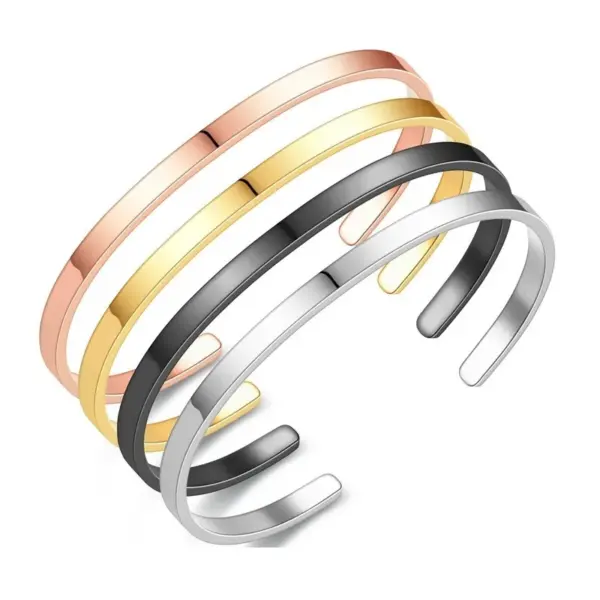 Wholesale Real Gold Plated 201 Stainless Steel PVD Coated Solid Color Waterproof Non Tarnish Simple Style Bangle For Women'S