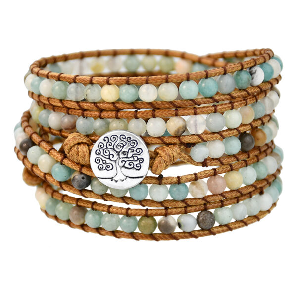 Wholesale Cross-border Amazon Stone Ball Woven Bracelet Jewelry Women's Bohemian Style 5-layer Multi-circle Winding Bracelet Europe and America