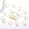 Wholesale PVD Coated Real Gold Plated Letter Stainless Steel Simple Style Waterproof Non Tarnish Rings