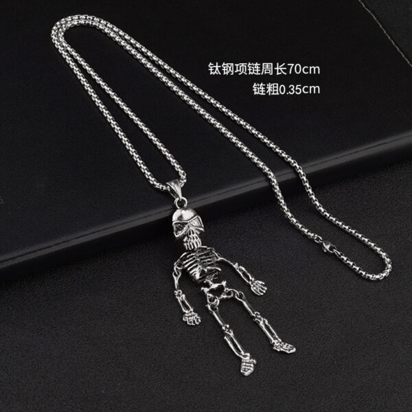 oly-985bb8a9b651aca1fc90473c44b75af7 Wholesale Cross-border Hot Halloween Skeleton Necklace Men's European and American Human Skeleton Pendant Friends Personality Trendy Cool Sweater Chain Ornaments for Women