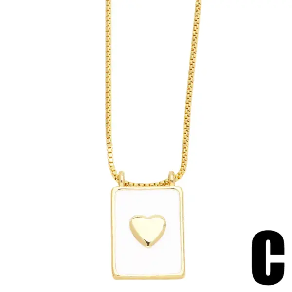 PVD Coated Real Gold Plated 18K Gold Human Heart Shape Rectangle Stainless Steel Copper Casual Simple Style Waterproof Non Tarnish Stainless Steel Pendant Necklace Long Necklace