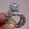 Fashion Diamond Round Inlaid Zircon Alloy Double Layer Ring Wholesale