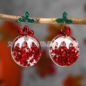 Wholesale Christmas design bell star sequin Christmas tree acrylic earrings