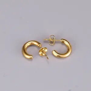 PVD Coated Real Gold Plated 18K Gold Heart 304 Stainless Steel Titanium Steel Fashion Waterproof Non Tarnish Earrings