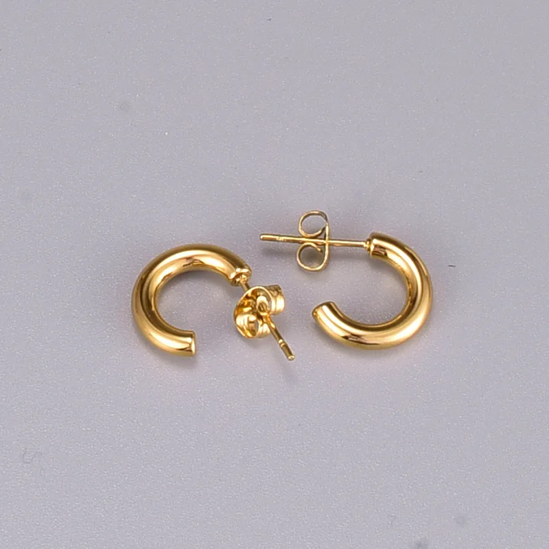 Wholesale PVD Coated Real Gold Plated 18K Gold Heart 304 Stainless Steel Titanium Steel Fashion Waterproof Non Tarnish Earrings