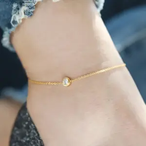 J046-One Diamond-Anklet- Gold