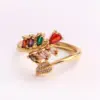Wholesale Pastoral Flower Copper Plating Inlay Zircon Open Ring 1 Piece