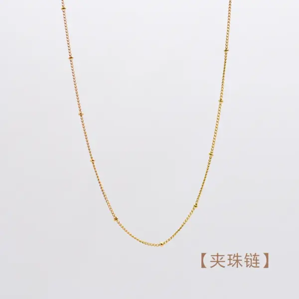 Wholesale PVD Coated 18K Gold Real Gold Plated Round 304 Stainless Steel Fashion Waterproof Non Tarnish 304 Stainless Steel Necklace