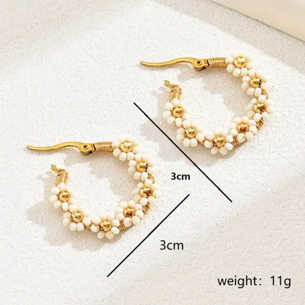 Wholesale 1 Pair Vacation Flower Plating 201 Stainless Steel Plastic 18K Gold Plated Hoop Earrings