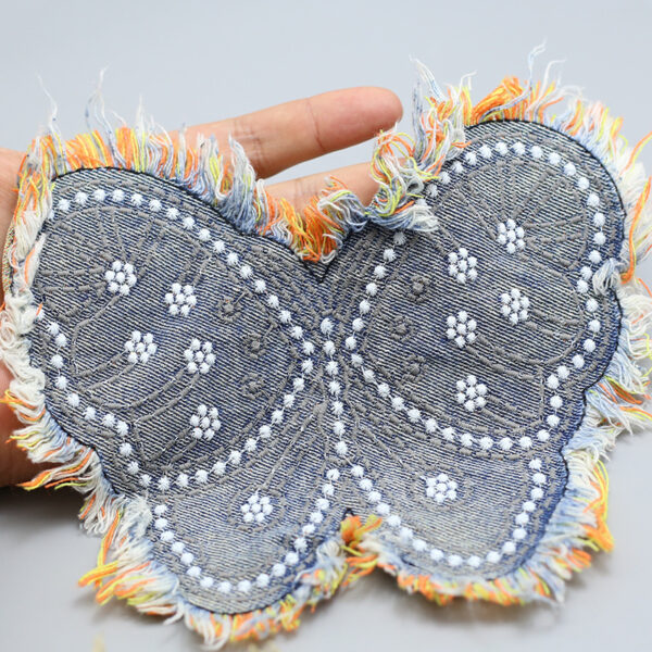 Wholesale Denim Tassel Ear Butterfly Cloth Sticker Patch Embroidered Pieces Cloth Sticker Clothing Bag Hand-stitched Decorative Embroidered Pieces Cloth Sticker