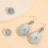 Wholesale 2 pairs of vintage teardrop turquoise flower earrings