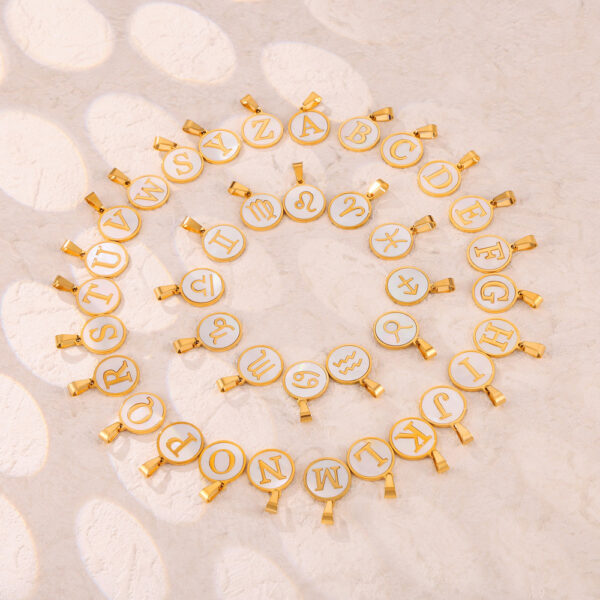 Wholesale Cross-border Hot-selling Constellation Round Brand Pendant European and American Simple Titanium Steel 18K Gold Temperament All-match Shell New Jewelry