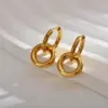 Wholesale PVD Coated Gold Plated Solid Color Stainless Steel Casual Waterproof Non Tarnish Drop Earrings