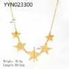 Wholesale PVD Coated Real Gold Plated 18K Gold Star Moon 304 Stainless Steel IG Style Nordic Style African Style Waterproof Non Tarnish 304 Stainless Steel Lobster Trigger Clasp Closure Pendant Necklace