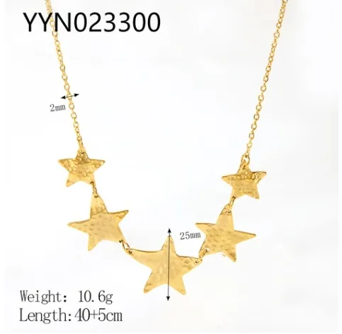 Wholesale PVD Coated Real Gold Plated 18K Gold Star Moon 304 Stainless Steel IG Style Nordic Style African Style Waterproof Non Tarnish 304 Stainless Steel Lobster Trigger Clasp Closure Pendant Necklace