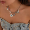 oly-98816b5a8ac2a02a368f1a307169d4df Wholesale Jewelry Stacked with Cow Head Western Style Short Clavicle Chain Maillard Retro Ethnic Imitation Turquoise Necklace