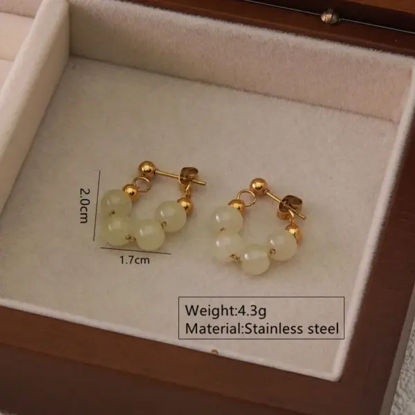 304 Stainless Steel Plastic Solid Color Ion Plating (IP) 18K Gold Plated Elegant Simple Style Waterproof Non Tarnish Beaded Plating Gold Earrings