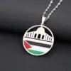 Wholesale Stainless Steel Pendant Necklace Palestinian Flag Map Design Fashionable OL Style Oil Drop Geometric Patterned Jewelry