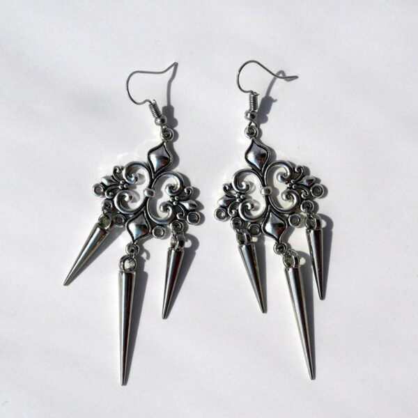 Wholesale Gothic Vintage Pointed Tapered Studded Earrings, Hip Hop Rock Punk Style