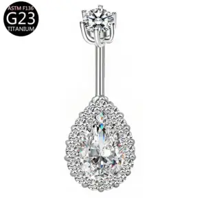 Silver-White Zirconium-Six-Claw Water Drop Style