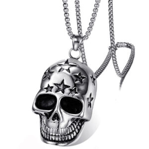 Wholesale 2023 European and American domineering stars skull necklace men's titanium steel personality ghost pendant punk stainless steel accessories