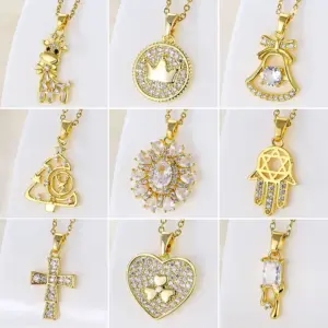 Water Plating Vacuum Plating Real Gold Plated 18K Gold Christmas Tree Heart Shape Flower 304 Stainless Steel Titanium Steel Korean Style Waterproof Non Tarnish 201 Stainless Steel Pendant Necklace