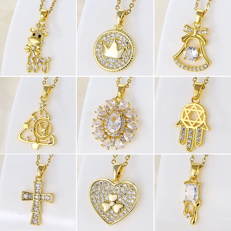 Wholesale Water Plating Vacuum Plating Real Gold Plated 18K Gold Christmas Tree Heart Shape Flower 304 Stainless Steel Titanium Steel Korean Style Wat