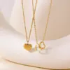Wholesale 304 Stainless Steel Heart Shape PVD Coated Stone-Free 18K Real Gold Plated Necklace
