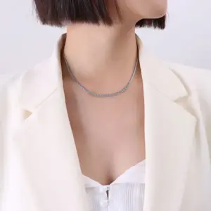 P054-Steel Thin Necklace 40 5cm