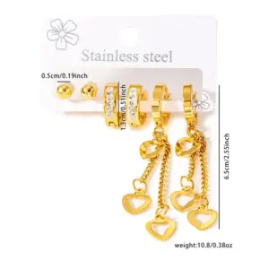 Love Ball Rhinestone Earrings Golden Set