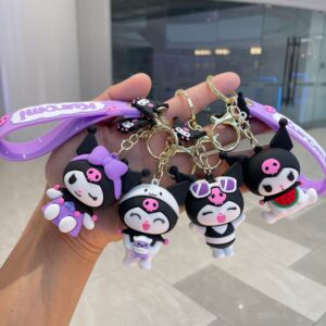 Wholesale Sanrio Kurome Doll Car Keychain Cute Ornament Couple Bag Pendant Soft Plastic Keychain