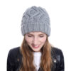 Wholesale Diamond check soft chunky wool knit hat