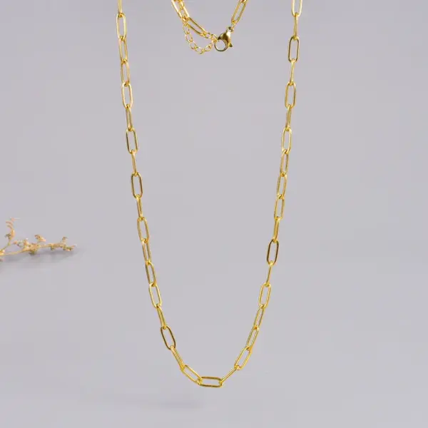PVD Coated Real Gold Plated Geometric Titanium Steel Simple Style Waterproof Non Tarnish Necklace