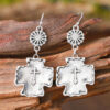 oly-98a586b39b89411c85a69a510d4ce765 Wholesale Western style flower double cross earrings
