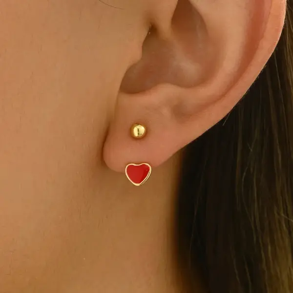 Wholesale 1 Pair Sweet Simple Style Heart Shape Enamel 201 Stainless Steel Ear Studs