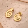 Wholesale 1 Pair/Package Casual Modern Style Shell Wheel Screw Polishing Plating 201 Stainless Steel 18K Gold Plated Earrings