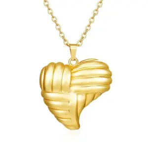 Heart-Shaped Striped Necklace Gold One MS-539