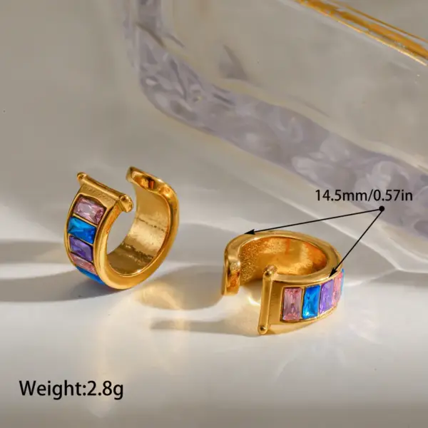 PVD Coated Real Gold Plated Geometric 304 Stainless Steel Simple Style Classic Style Waterproof Non Tarnish Ear Cuffs Ear Studs