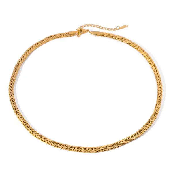 oly-98aec9f174b0aef0b48001d7c7dc6606 Wholesale PVD Coated Real Gold Plated 18K Gold Solid Color 304 Stainless Steel Simple Style Classic Style Waterproof Non Tarnish 304 Stainless Steel Necklace