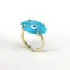 Wholesale Retro Devil's Eye Copper Gold Plated Glass Stone Open Ring 1 Piece