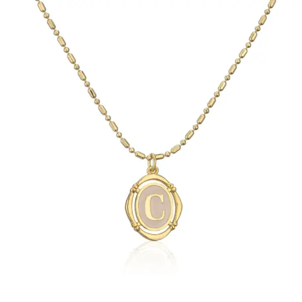 Wholesale Simple Style Letter Copper Gold Plated Pendant Necklace 1 Piece