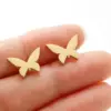 PVD Coated 18K Gold Real Gold Plated Heart Shape Butterfly 304 Stainless Steel Sweet Simple Style Artistic Waterproof Non Tarnish Ear Studs