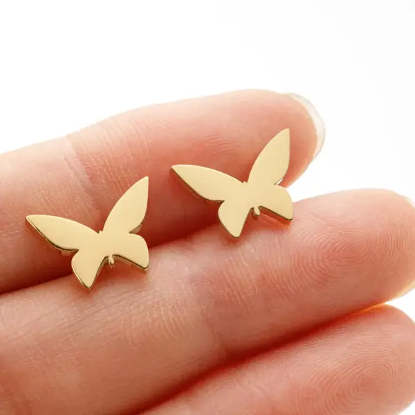 PVD Coated 18K Gold Real Gold Plated Heart Shape Butterfly 304 Stainless Steel Sweet Simple Style Artistic Waterproof Non Tarnish Ear Studs