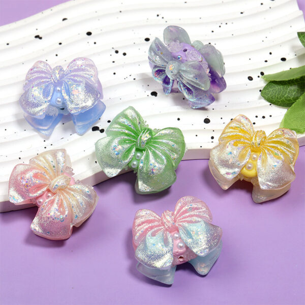 Wholesale Multi-color double-sided gradient girly hair accessory cartoon glitter bow claw clip 3D hair clip headdress accessory