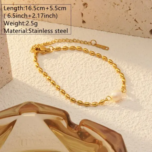 Wholesale 304 Stainless Steel Freshwater Pearl Geometric Ion Plating (IP) Pearl 18K Gold Plated Simple Style Classic Style Streetwear Waterproof Non Tarnish Inlay Jewelry Set