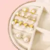 Wholesale 1 Pair Elegant Simple Style Round Star Heart Shape Plating Copper Pearl Zircon Ear Studs