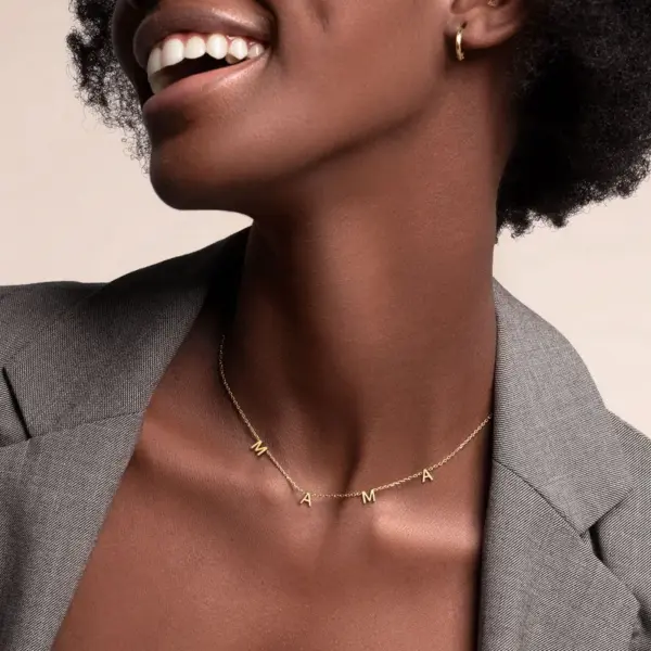 PVD Coated Real Gold Plated Letter 304 Stainless Steel MAMA Simple Style Waterproof Non Tarnish 304 Stainless Steel Necklace