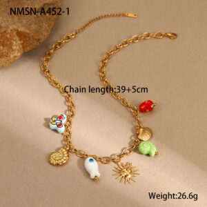 Nmsn-a452-1 white fish necklace / 18K